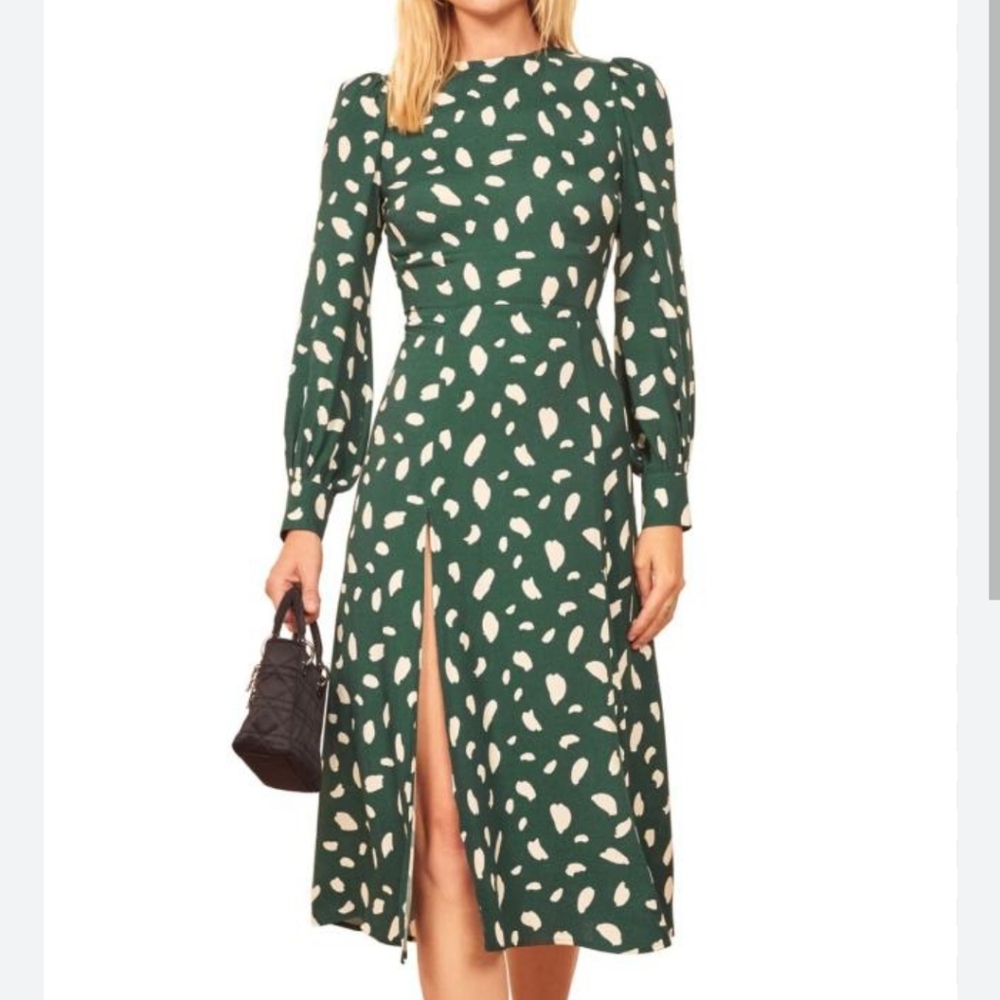 Reformation Creed Dress Green Print 12